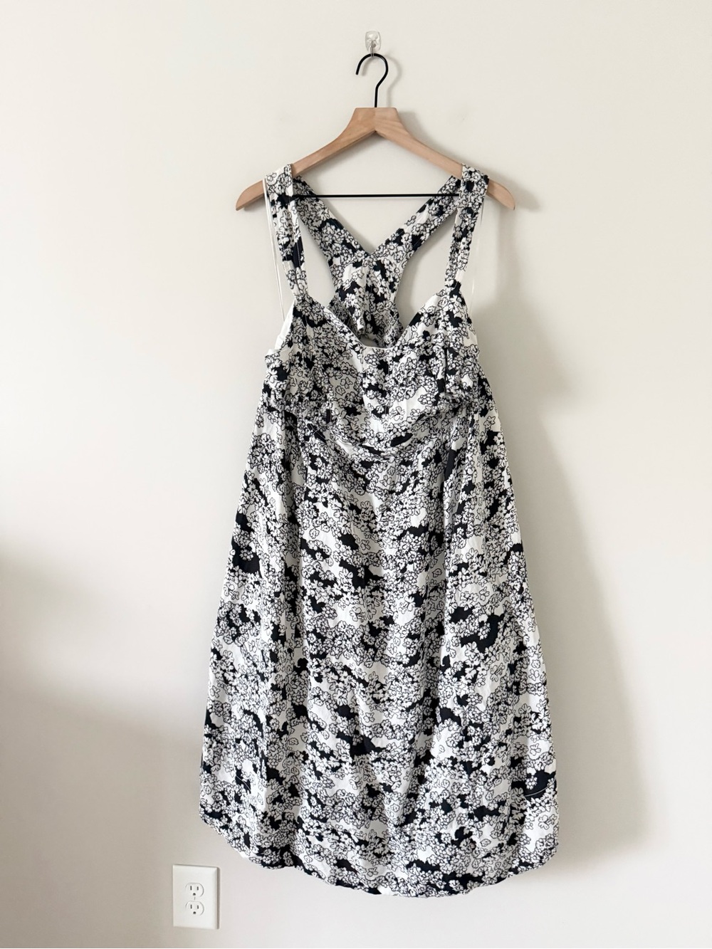 Anthropologie Linen Cotton Blend Black & White Floral Midi Dress Size 2X - Picture 3 of 8